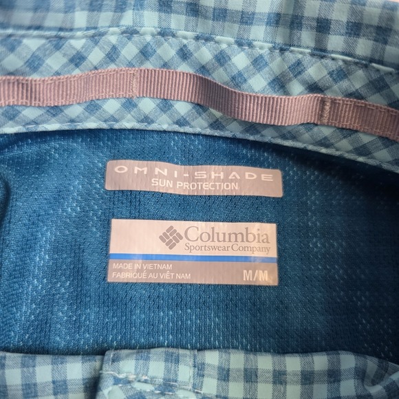 Columbia Bryce Canyon Stretch Long Sleeve Shirt Womens Medium Blue Gingham Check - Picture 5 of 10